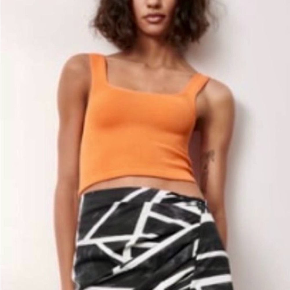 Like-New Zara Textured orange Tank Top, Sz Small